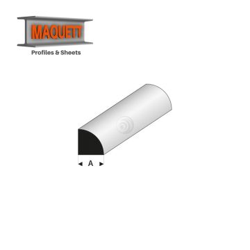Maquett Styreen profielen - Kwart ronde staaf - Lengte: 330mm - Wit - 2,0mm/0.08"  (402-54-3-v)