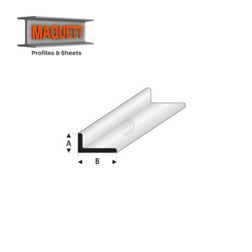 Maquett Styreen profielen - Hoekprofiel ongelijkzijdig A=0,5B - Lengte: 330mm - Wit - 1,53,0mm/0.06x0.118" (417-51-3-v)