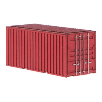 Unique Laser-Cut Bouwpakket - 20ft Container - rood - L: 70mm x B: 28mm x H: 30mm - H0 / 1:87 (10-0004-04F)