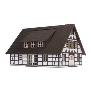 Unique Laser-Cut Bouwpakket - Vakwerkhuis "Bergzicht" - L: 167mm x B: 120mm x H: 162mm - H0 / 1:87 (01-03-010)