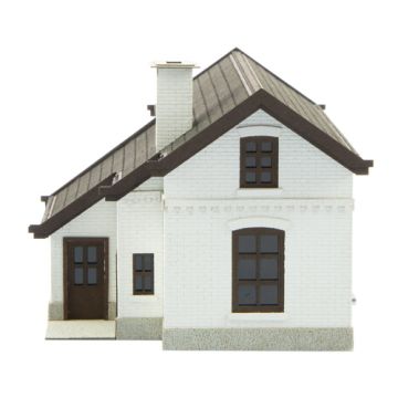 Unique Laser-Cut Bouwpakket - Spoorwachtershuis 1# - Baksteen wit - L: 112mm x B: 86mm x H: 69mm - H0 / 1:87 (10-0033-04)