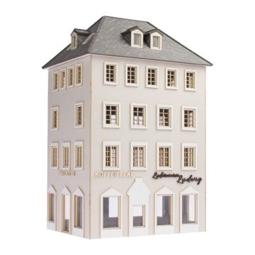 Unique Laser-Cut Bouwpakket - Stadshuis "Koffer Ecke Ludwig" - L: 113mm x B: 87mm x H: 190mm - H0 / 1:87 (01-04-001)