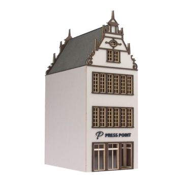 Unique Laser-Cut Bouwpakket - Stadshuis "Press Point" - L: 113mm x B: 72mm x H: 190mm - H0 / 1:87 (01-01-002)