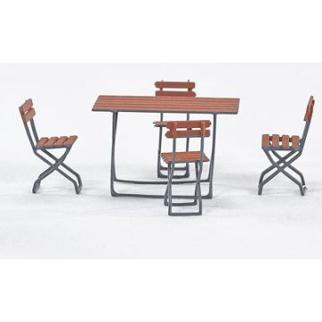 Weinert Modellbau Grote restaurant klaptafel met 4 klapstoelen - H0 / 1:87 (32101)