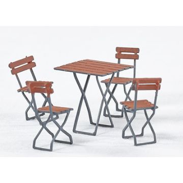 Weinert Modellbau Restaurant klaptafel met 4 klapstoelen - H0 / 1:87 (32102)